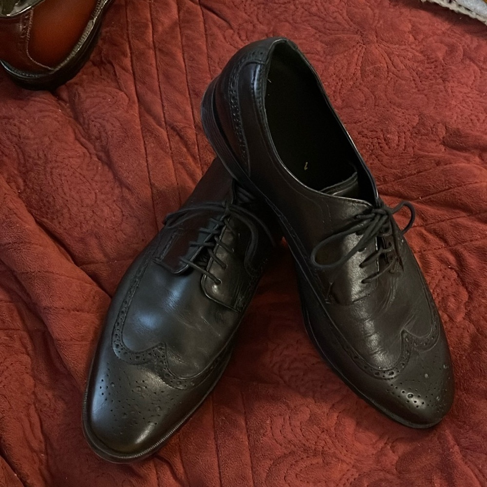 Cole Haan Men's Grand .0S Wingtip Oxford Dress Shoes Black‎ Size 12M preowned